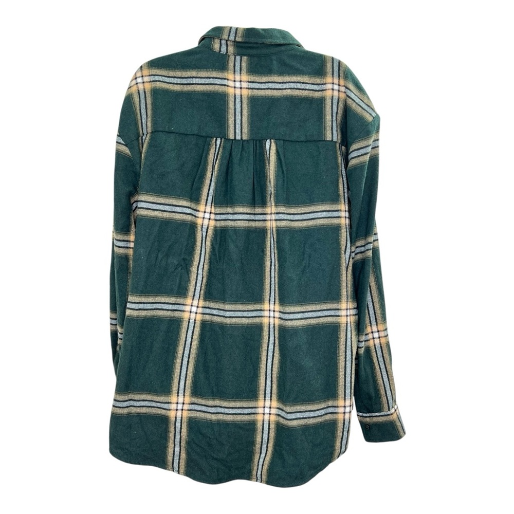 Wonderly Green Plaid Flannel Shirt Oversized Boyfriend Style XL - Picture 4 of 11
